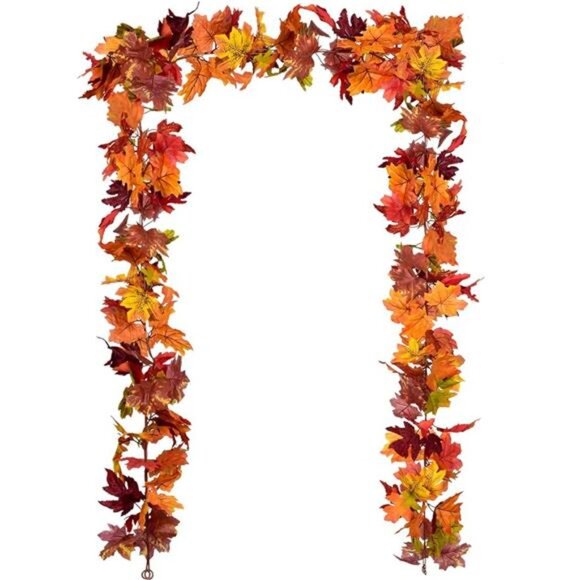 Fall Maple Leaf Garland Set Artificial Autumn Foliage Thanksgiving Home Decor - Picture 8 of 8